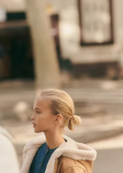 Dzieci MANGO Płaszcze I Kurtki*Płaszcz ze sztucznego zamszu z futerkiem