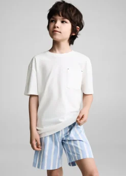 Dzieci MANGO Piżamy*Piżama bawełniana w paski z krótkimi nogawkami