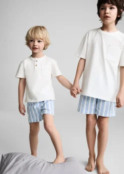 Dzieci MANGO Piżamy*Piżama bawełniana w paski z krótkimi nogawkami