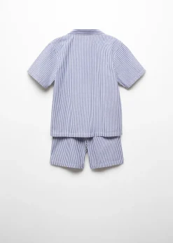 Dzieci MANGO Piżamy*Piżama bawełniana w paski z krótkimi nogawkami
