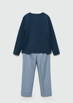 Dzieci MANGO Piżamy*Piżama bawełniana w paski z długimi nogawkami
