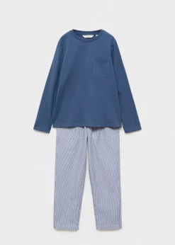 Dzieci MANGO Piżamy*Piżama bawełniana w paski z długimi nogawkami
