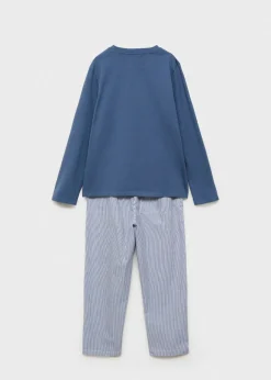 Dzieci MANGO Piżamy*Piżama bawełniana w paski z długimi nogawkami
