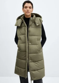 MANGO Płaszcze*Pikowana kamizelka z kapturem