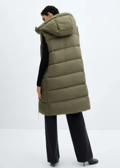 MANGO Płaszcze*Pikowana kamizelka z kapturem