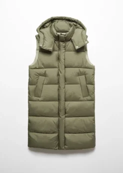 MANGO Płaszcze*Pikowana kamizelka z kapturem