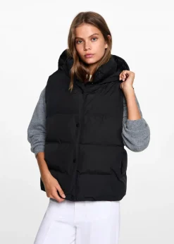 MANGO Kamizelki*Pikowana kamizelka z kapturem