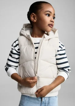 Dzieci MANGO Płaszcze*Pikowana kamizelka z kapturem