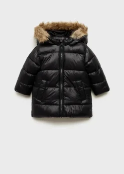 Dzieci MANGO Płaszcze*Pikowana kurtka puchowa z kapturem z futerkiem