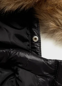 Dzieci MANGO Płaszcze*Pikowana kurtka puchowa z kapturem z futerkiem