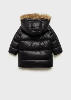 Dzieci MANGO Płaszcze*Pikowana kurtka puchowa z kapturem z futerkiem