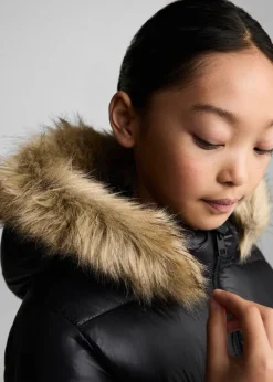 Dzieci MANGO Płaszcze I Kurtki*Pikowana kurtka puchowa z kapturem z futerkiem