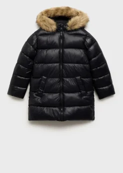 Dzieci MANGO Płaszcze I Kurtki*Pikowana kurtka puchowa z kapturem z futerkiem