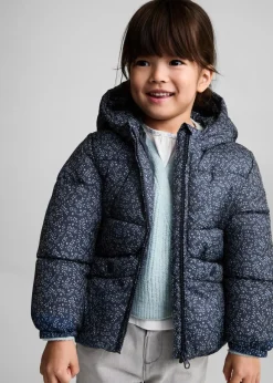 Dzieci MANGO Płaszcze*Pikowana kurtka puchowa z kwiatowym wzorem