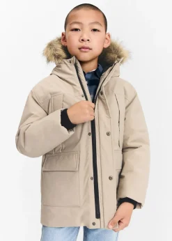 Dzieci MANGO Płaszcze I Kurtki*Pikowana kurtka puchowa z kapturem z futerkiem