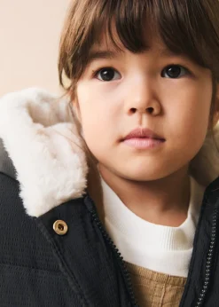 Dzieci MANGO Płaszcze*Pikowana kurtka puchowa z kapturem z futerkiem