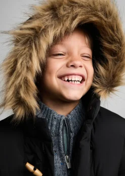 Dzieci MANGO Płaszcze I Kurtki*Pikowana kurtka puchowa z kapturem z futerkiem