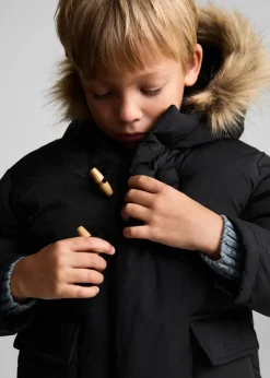 Dzieci MANGO Płaszcze I Kurtki*Pikowana kurtka puchowa z kapturem z futerkiem