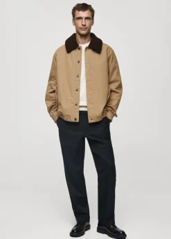 MANGO Kurtki I Koszule Wierzchnie*Pikowana kurtka z kołnierzem z baranka