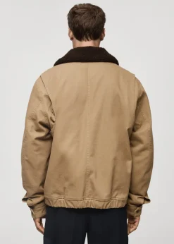 MANGO Kurtki I Koszule Wierzchnie*Pikowana kurtka z kołnierzem z baranka