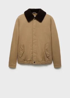 MANGO Kurtki I Koszule Wierzchnie*Pikowana kurtka z kołnierzem z baranka