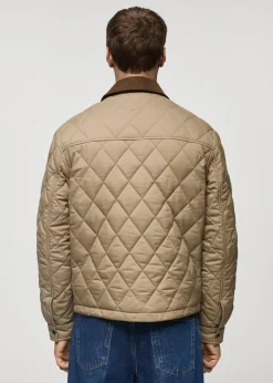 MANGO Kurtki I Koszule Wierzchnie*Pikowana kurtka ze sztruksowym kołnierzem