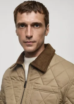 MANGO Kurtki I Koszule Wierzchnie*Pikowana kurtka ze sztruksowym kołnierzem