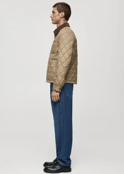 MANGO Kurtki I Koszule Wierzchnie*Pikowana kurtka ze sztruksowym kołnierzem