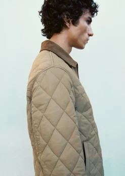 MANGO Kurtki I Koszule Wierzchnie*Pikowana kurtka ze sztruksowym kołnierzem