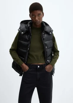 MANGO Kurtki|Kamizelki*Pikowana nieprzemakalna kamizelka z kapturem