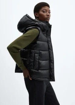 MANGO Kurtki|Kamizelki*Pikowana nieprzemakalna kamizelka z kapturem