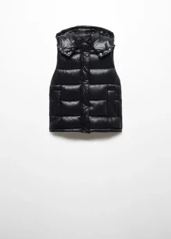 MANGO Kurtki|Kamizelki*Pikowana nieprzemakalna kamizelka z kapturem