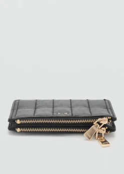 MANGO Galanteria Skórzana*Pikowana portmonetka z dwiema przegródkami