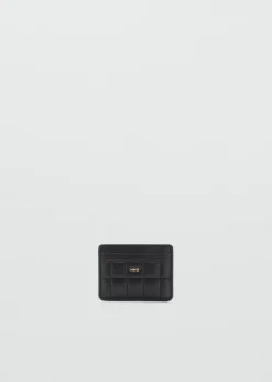 MANGO Galanteria Skórzana*Pikowane etui na karty z logo