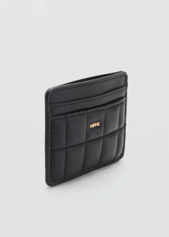 MANGO Galanteria Skórzana*Pikowane etui na karty z logo