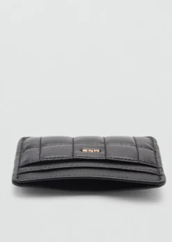 MANGO Galanteria Skórzana*Pikowane etui na karty z logo