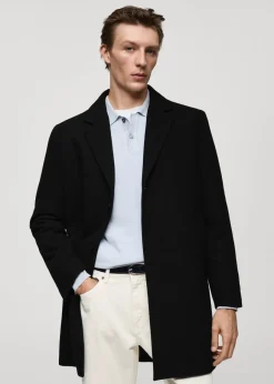 MANGO Płaszcze*Pikowany płaszcz wełniany regular fit