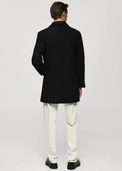 MANGO Płaszcze*Pikowany płaszcz wełniany regular fit