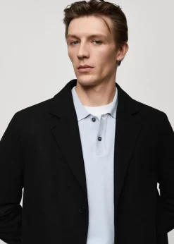 MANGO Płaszcze*Pikowany płaszcz wełniany regular fit