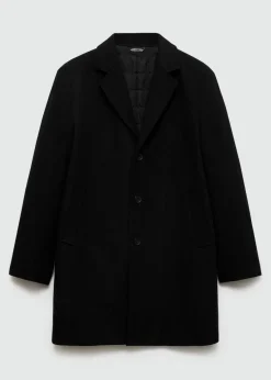 MANGO Płaszcze*Pikowany płaszcz wełniany regular fit