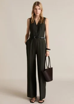 MANGO Sukienki I Kombinezony*Pinstripe jumpsuit with belt