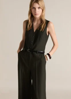 MANGO Sukienki I Kombinezony*Pinstripe jumpsuit with belt