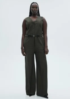 MANGO Sukienki I Kombinezony*Pinstripe jumpsuit with belt