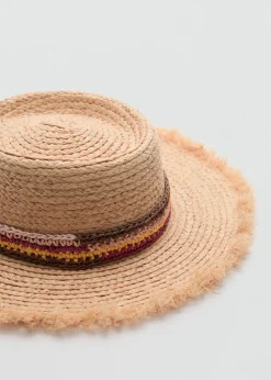 MANGO Czapki I Rękawiczki*Pleciony kapelusz ze wstążką