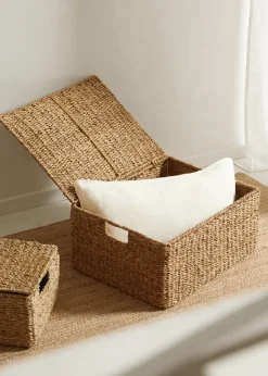 MANGO Kosze Do Sypialni|Kosze Do Salonu*Pleciony koszyk z uchwytami 45 x 35 cm