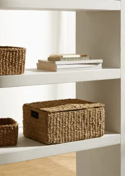 MANGO Kosze Do Sypialni|Kosze Do Salonu*Pleciony koszyk z uchwytami 35 x 25 cm