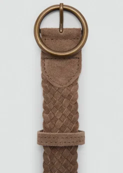 MANGO Paski*Pleciony pasek ze skóry dwoiny