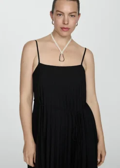 MANGO Sukienki I Kombinezony*Plisowana sukienka z wiązaniem