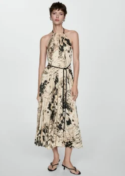 MANGO Sukienki I Kombinezony*Plisowana sukienka zwierzęcy wzór