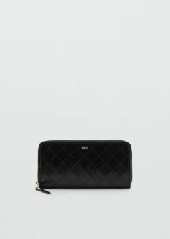 MANGO Galanteria Skórzana*Portfel z dekoracyjnymi szwami